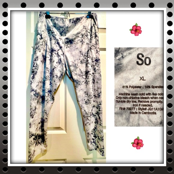 Women’s SO leggings - gray (light and dark) & white - size XL - thigh pockets - Picture 3 of 11